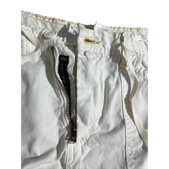 VTG Y2K Lucky Brand 100% COTTON Cargo Long Skirt Sz 12/31 Ivory Long Side Slit - Picture 4 of 16